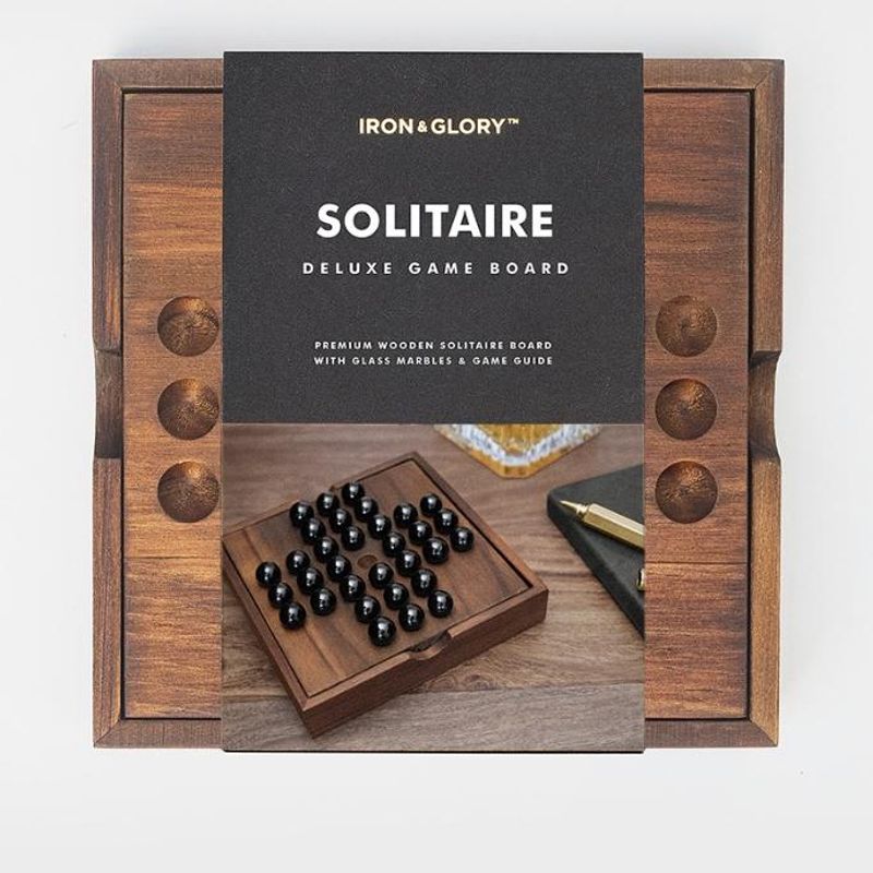 Iron & Glory Solitaire i treboks med glasskuler