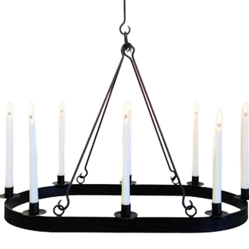 Smijern Lysekrone 8 lys oval 78 cm håndlagd