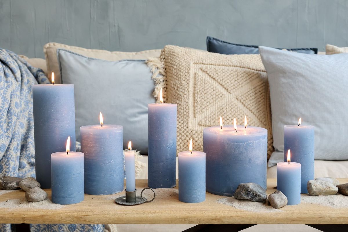 Macon kubbelys rustikk – sky blue (H10 / Ø7 cm)