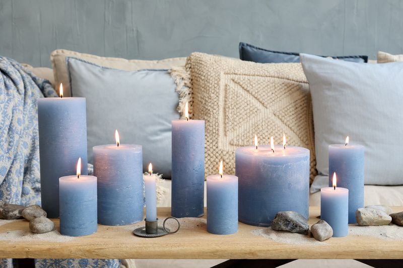 Macon kubbelys rustikk – sky blue (H10 / Ø7 cm)