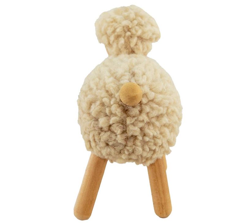Sau av tre & ull, beige, stor